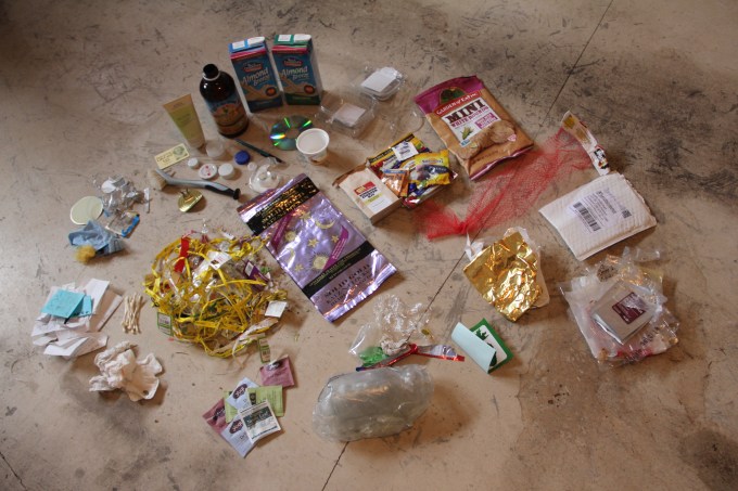 Sorting through to see what's there. Some items can go to the off site recycling place.