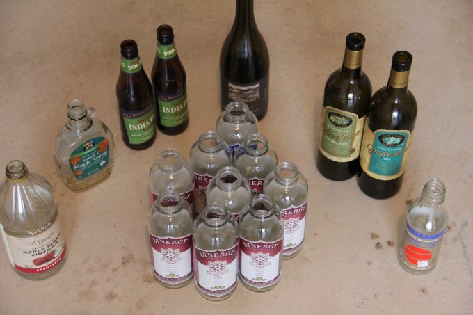 Glass items for recycling. Now do you see why I started making my own kombucha?
