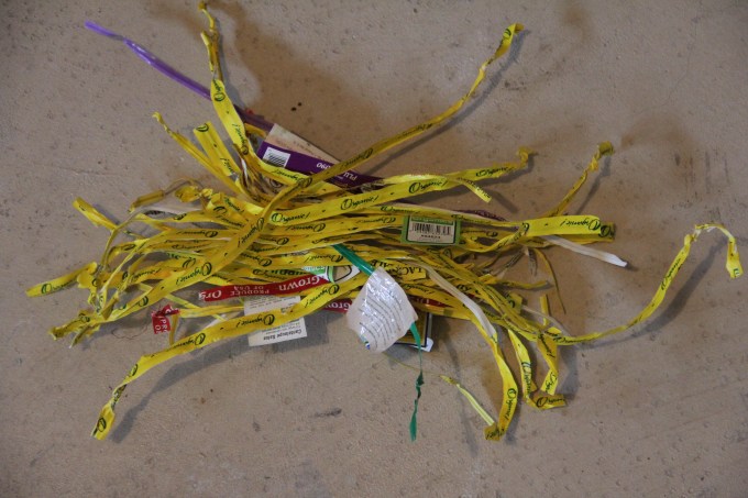 I used 37 produce wire tags and likely near 100 produce stickers. Using Farmers Markets and the CSA will be a good way to eliminate these!