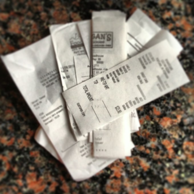 Thermal receipts need to go into the trash, not recycling, as they contain BPA which contaminates recycling.