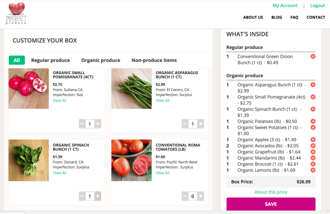 Imperfect Produce Checkout cart
